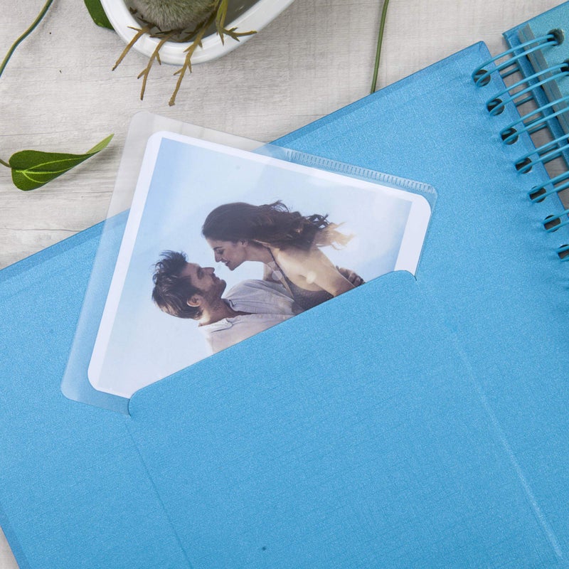 Gearchic 10 x 10 Inch DIY Scrapbook Photo Album with Window Design Cover 80 Pages Craft Paper Memory Book for Weeding Anniversary Travel and Baby (Blue) - Image 4